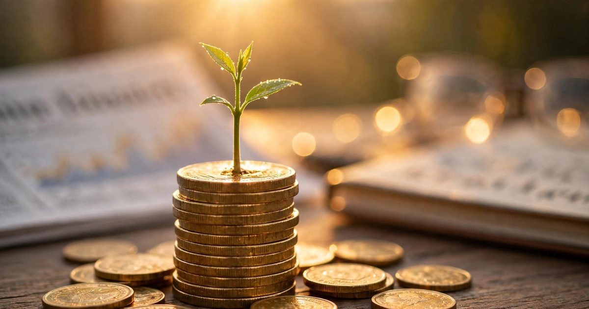 Growing money chart illustrating compound interest growth over time