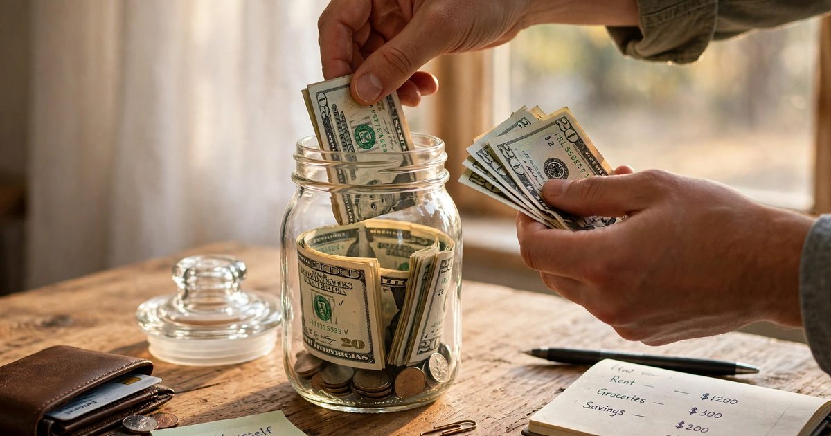 Automatic savings transfer on payday sending money to savings before bills and spending